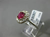 ESTATE 1.40CT DIAMOND & AAA RUBY 14KT WHITE GOLD 3D HALO CLASSIC ENGAGEMENT RING
