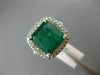 LARGE 6.86CT DIAMOND & AAA EMERALD 14K WHITE GOLD 3D SQUARE HALO ENGAGEMENT RING