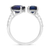LARGE 4.06CT DIAMOND & AAA SAPPHIRE 18KT WHITE GOLD DOUBLE SOLITAIRE LOVE RING
