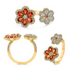 1.93CT DIAMOND & AAA RUBY 14KT YELLOW GOLD 3D CLASSIC DOUBLE FLOWER LOVE RING