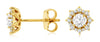 .74 CT DIAMOND 14KT YELLOW GOLD 3D SOLITAIRE HALO FLORAL SNOWFLAKE STUD EARRINGS