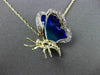 ANTIQUE .25CT DIAMOND 14KT TWO TONE GOLD 3D ENAMEL BUTTERFLY NECKLACE #23628