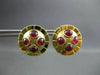 ANTIQUE LARGE 2.50CT AAA ROUND RUBY 18KT YELLOW GOLD CABOCHON EARRINGS #19166