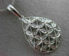 ESTATE .14CT DIAMOND 14KT WHITE GOLD FILIGREE TEAR DROP FLOWER FLOATING PENDANT