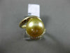 ESTATE LARGE .62CT DIAMOND 14KT YELLOW GOLD 3D GOLDEN SOUTH SEA PEARL SWIRL RING