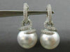 ESTATE LARGE 1.6CT DIAMOND & AAA SOUTH SEA PEARL 18K WHITE GOLD HANGING EARRINGS