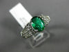 ESTATE 1.21CT DIAMOND & AAA OVAL EMERALD 14KT WHITE GOLD 3D LOVE ENGAGEMENT RING