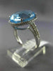 ESTATE LARGE 10.22CT DIAMOND & AAA BLUE TOPAZ 14KT WHITE GOLD OVAL HALO FUN RING