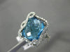 ESTATE LARGE 6.58CT DIAMOND & AAA BLUE TOPAZ 14KT WHITE GOLD 3D RECTANGULAR RING