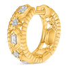 .26CT DIAMOND 14KT YELLOW GOLD 3D ROUND & BAGUETTE HUGGIE HOOP HANGING EARRINGS