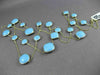 ANTIQUE EXTRA LONG 14KT YELLOW GOLD EXTRA FACET TURQUOISE BY THE YARD NECKLACE
