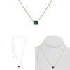 1.26CT AAA EMERALD 14KT YELLOW GOLD 3D EMERALD CUT SOLITAIRE BEZEL LOVE NECKLACE