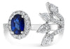 LARGE 1.77CT DIAMOND & AAA SAPPHIRE 14KT WHITE GOLD MULTI SHAPE MULTI LEAF RING