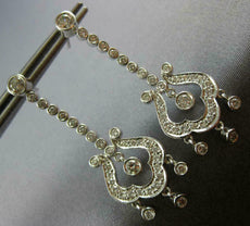 ANTIQUE 1.96CT DIAMOND 14K WHITE GOLD FILIGREE CHANDELIER HANGING EARRINGS #1680