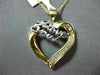 ESTATE LARGE .15CT DIAMOND 14KT TWO TONE GOLD 3D OPEN HEART I LOVE YOU PENDANT