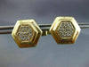 ESTATE LARGE 2.0CT DIAMOND 14K YELLOW 3D HEXAGON MENS CUFFLINKS & SHIRT STUD SET
