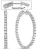 LARGE 2.10CT DIAMOND 14KT WHITE GOLD 3D ROUND INSIDE OUT HOOP HANGING EARRINGS
