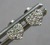 ESTATE SMALL .07CT DIAMOND 14KT WHITE GOLD 3D PAVE HEART LOVE STUD EARRINGS