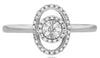 ESTATE .10CT DIAMOND 14KT WHITE GOLD 3D ROUND STARBURST FLORAL OVAL FUN RING