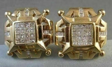 ESTATE LARGE SQUARE 2.95CT DIAMOND PRINCESS CUT 14KT YELLOW GOLD CLIP EARRINGS
