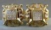 ESTATE LARGE SQUARE 2.95CT DIAMOND PRINCESS CUT 14KT YELLOW GOLD CLIP EARRINGS
