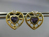 ESTATE LARGE .65CT DIAMOND & AMETHYST 14K TWO TONE GOLD 3D HEART EARRINGS #25209