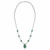 ESTATE 9.28CT DIAMOND & AAA EMERALD 18KT 2 TONE GOLD TEAR DROP TENNIS NECKLACE