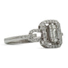 ESTATE LARGE .54CT ROUND & BAGUETTE DIAMOND 18KT WHITE GOLD OCTAGON PROMISE RING