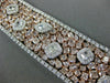 ESTATE EXTRA LARGE 42.16CT WHITE & PINK DIAMOND 18K 2 TONE GOLD CLUSTER BRACELET
