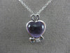 ESTATE 2.64CT DIAMOND & AMETHYST 18K WHITE GOLD HEART SHAPE LOVE HANGING PENDANT