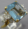 ESTATE LARGE 2.46CT DIAMOND & AAA AQUAMARINE 14KT 2 TONE GOLD 3D ENGAGEMENT RING