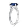 3.25CT DIAMOND & AAA SAPPHIRE PLATINUM 3D CUSHION SEMI ETERNITY ENGAGEMENT RING
