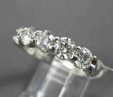 ESTATE LARGE 1.05CT DIAMOND 14K WHITE GOLD 5 STONE SHARED PRONG ANNIVERSARY RING