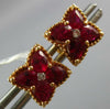 1.42CT DIAMOND & AAA RUBY 18KT ROSE GOLD 3D PEAR SHAPE FLOWER STAR STUD EARRINGS