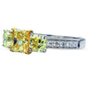 ESTATE 2.28CT WHITE & FANCY YELLOW DIAMOND 18KT TWO TONE GOLD 3D ENGAGEMENT RING