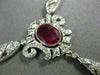 ANTIQUE LARGE 9.90CT DIAMOND & AAA RUBY 18K WHITE GOLD 3D LARIAT TENNIS NECKLACE
