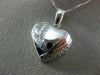 ESTATE .50CT DIAMOND 14KT WHITE GOLD 3D DOUBLE ETCHED HEART LOVE PENDANT #18969