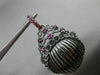 ESTATE LARGE .40CT RUBY 14KT BLACK GOLD 3D HANDCRAFTED SHELL FILIGREE  PENDANT