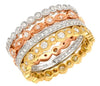 LARGE 1.16CT DIAMOND 18KT TRI COLOR GOLD 3D FILIGREE STACKABLE ANNIVERSARY RING
