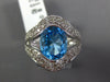 5.52CT DIAMOND & AAA BLUE TOPAZ 14K WHITE GOLD 3D OVAL STATEMENT SEMI BEZEL RING