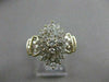 ESTATE WIDE 1.25CTW DIAMOND 14K WHITE & YELLOW GOLD CLUSTER COCKTAIL RING #21369