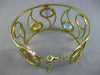 ESTATE LARGE 16.94CT DIAMOND & AAA MULTIGEM 14K YELLOW GOLD LEAF BANGLE BRACELET