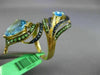 ESTATE LARGE 6.07CT DIAMOND & AAA MULTI GEM 18KT YELLOW GOLD 3D DOUBLE LEAF RING