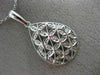 ESTATE .14CT DIAMOND 14KT WHITE GOLD FILIGREE TEAR DROP FLOWER FLOATING PENDANT