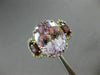 LARGE 14.42CT DIAMOND KUNZITE & GARNET 14KT YELLOW GOLD 3 STONE OVAL HALO RING