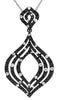 ESTATE 1.60CT WHITE & BLACK DIAMOND 14KT WHITE GOLD 3D TEAR DROP LEAF PENDANT