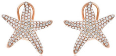 ESTATE LARGE 1.05CT DIAMOND 14KT ROSE GOLD 3D STARFISH CLIP ON EARRINGS