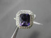 ESTATE LARGE 4.96CTW DIAMOND & AAA AMETHYST 14KT WHITE GOLD 3D HALO FUN RING