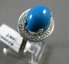 ESTATE 10.46CT DIAMOND & AAA TURQUOISE 14KT WHITE GOLD PAVE HALO OVAL RING 20563
