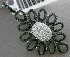 ESTATE LARGE 1.33CT DIAMOND 14KT WHITE GOLD ELONGATED FLOWER FLOATING PENDANT